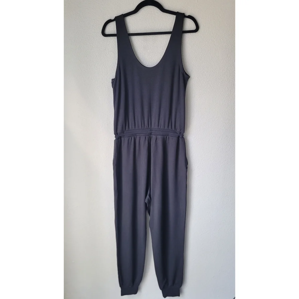 Athleta Balance Sleeveless Jumpsuit Small Black NWT French Terry Loungewear